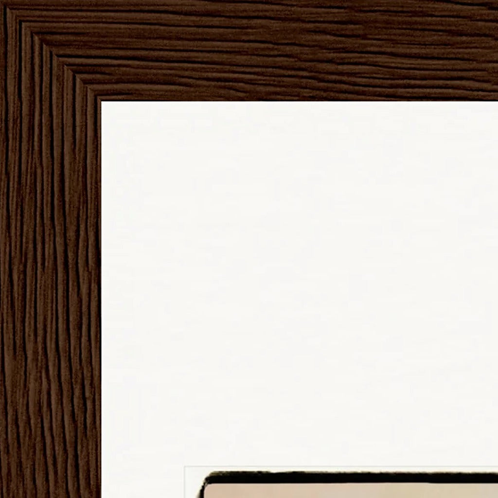 Hat On Framed print 13x18 cm / 5x7″ Dark wood frame corner detail