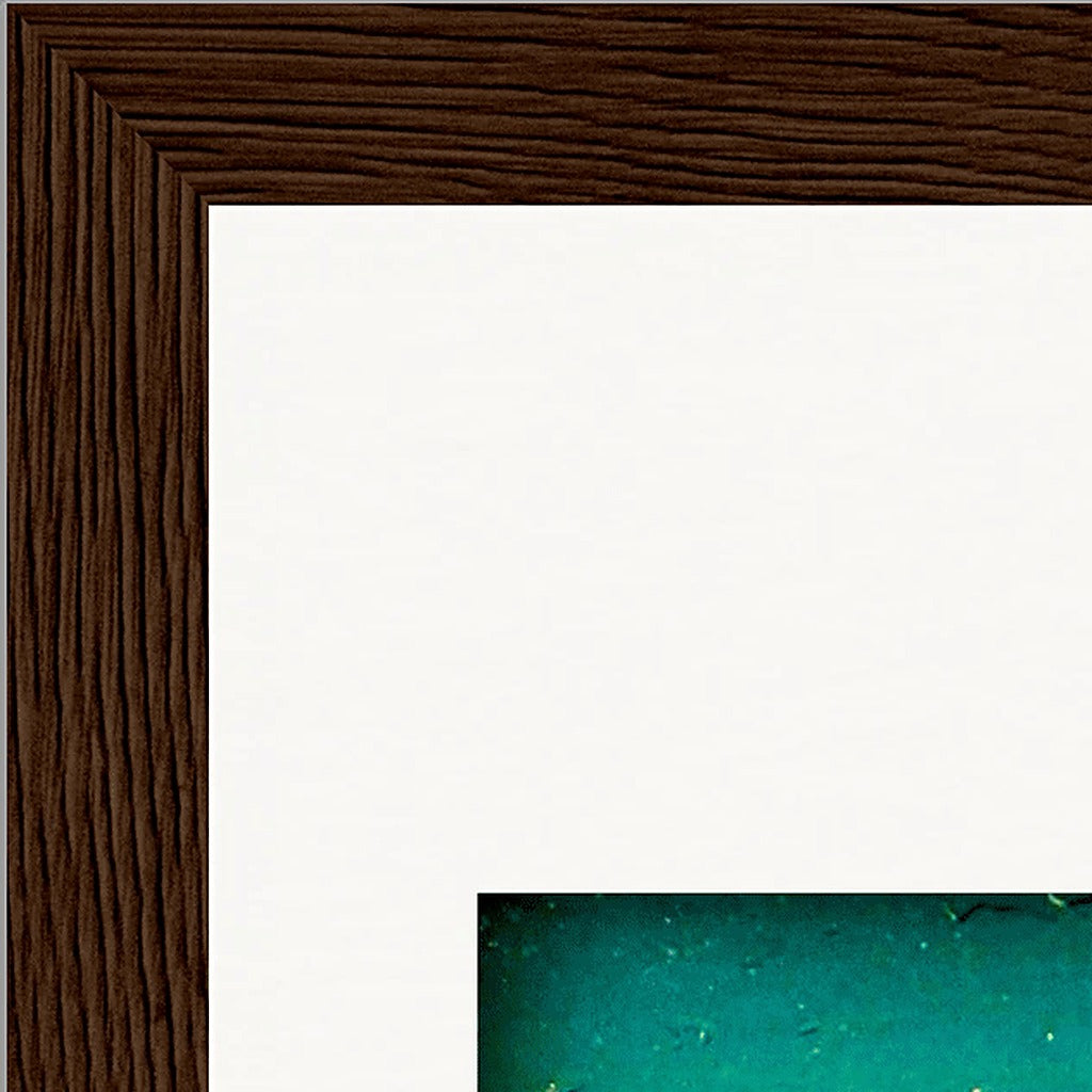 Underwater Flight Framed print 13x18 cm / 5x7″ Dark wood frame corner detail