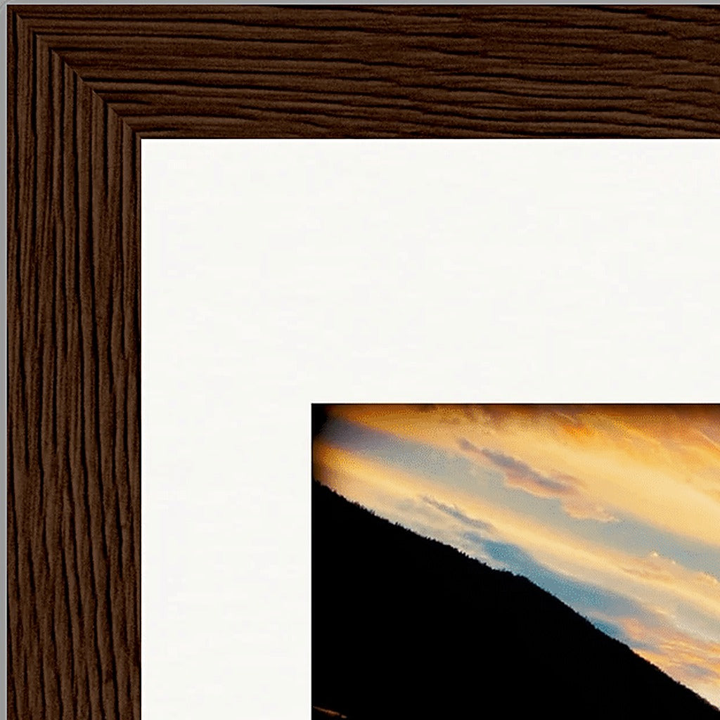 Cosmic Reflections Framed print 13x18 cm / 5x7″ Dark wood frame corner detail