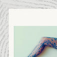 Lacey Leg Framed print 13x18 cm / 5x7″ White frame corner detail