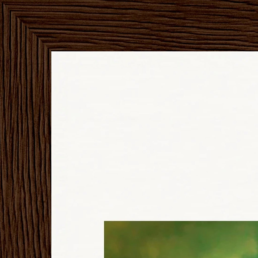Emerald Storms Framed print 15x20 cm / 6x8″ Dark wood frame corner detail