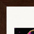 Dancing in Colours Framed print 15x20 cm / 6x8″ Dark wood frame corner detail