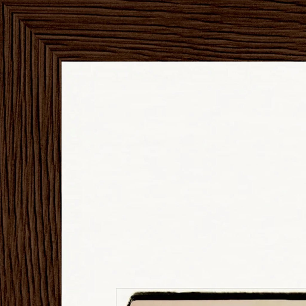 Hat On Framed print 15x20 cm / 6x8″ Dark wood frame corner detail