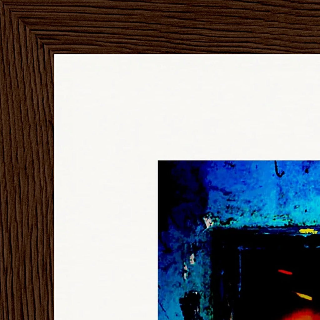 Web of Colours Framed print 15x20 cm / 6x8″ Dark wood frame corner detail