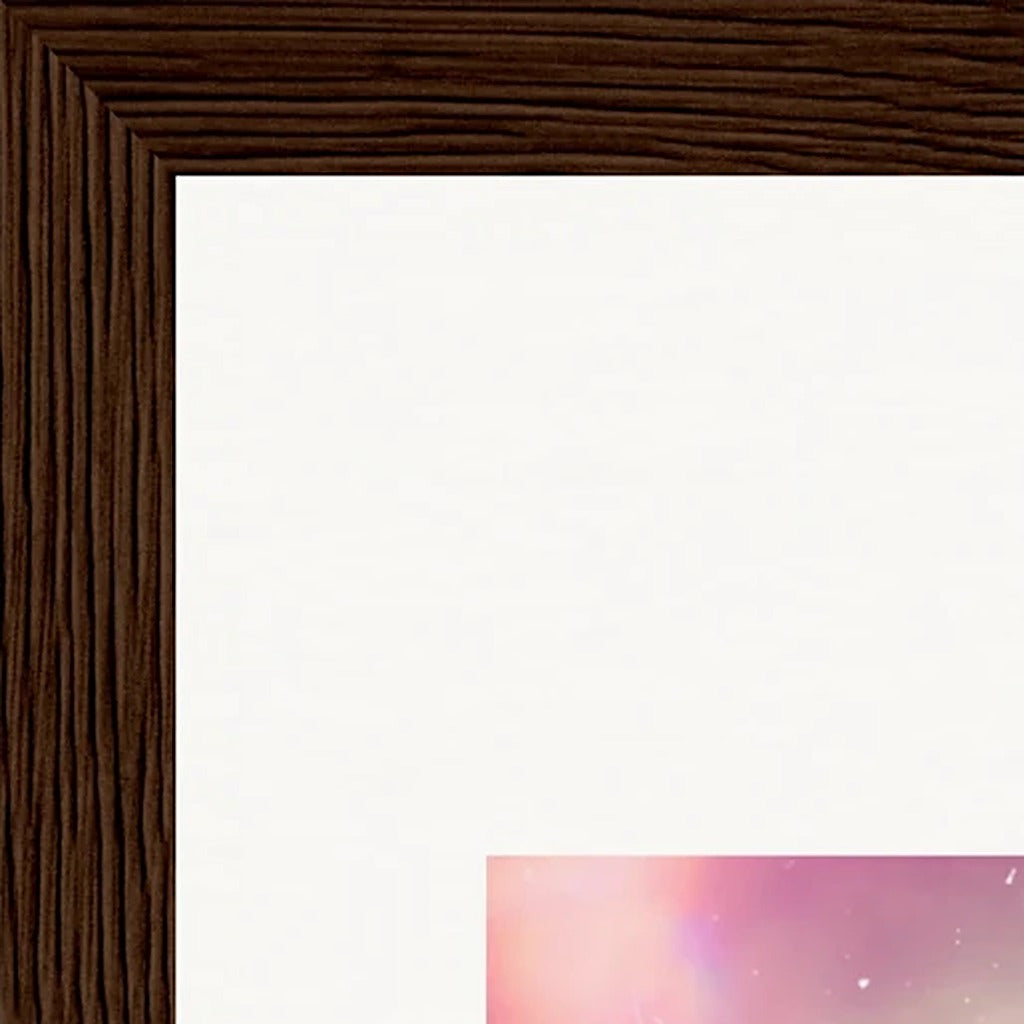 Indigo Sky Framed print 20x25 cm / 8x10″ Dark wood frame corner detail