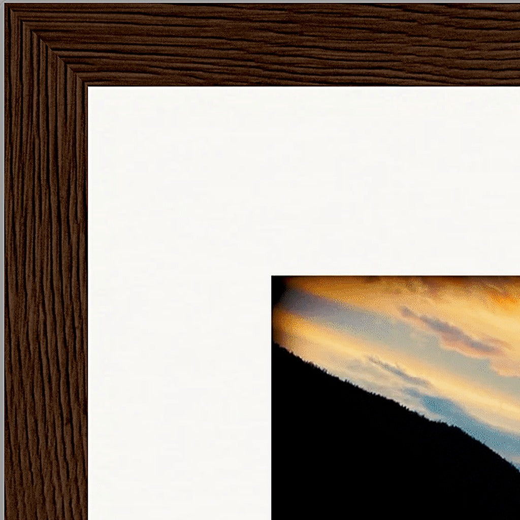 Cosmic Reflections Framed print 20x25 cm / 8x10″ Dark wood frame corner detail