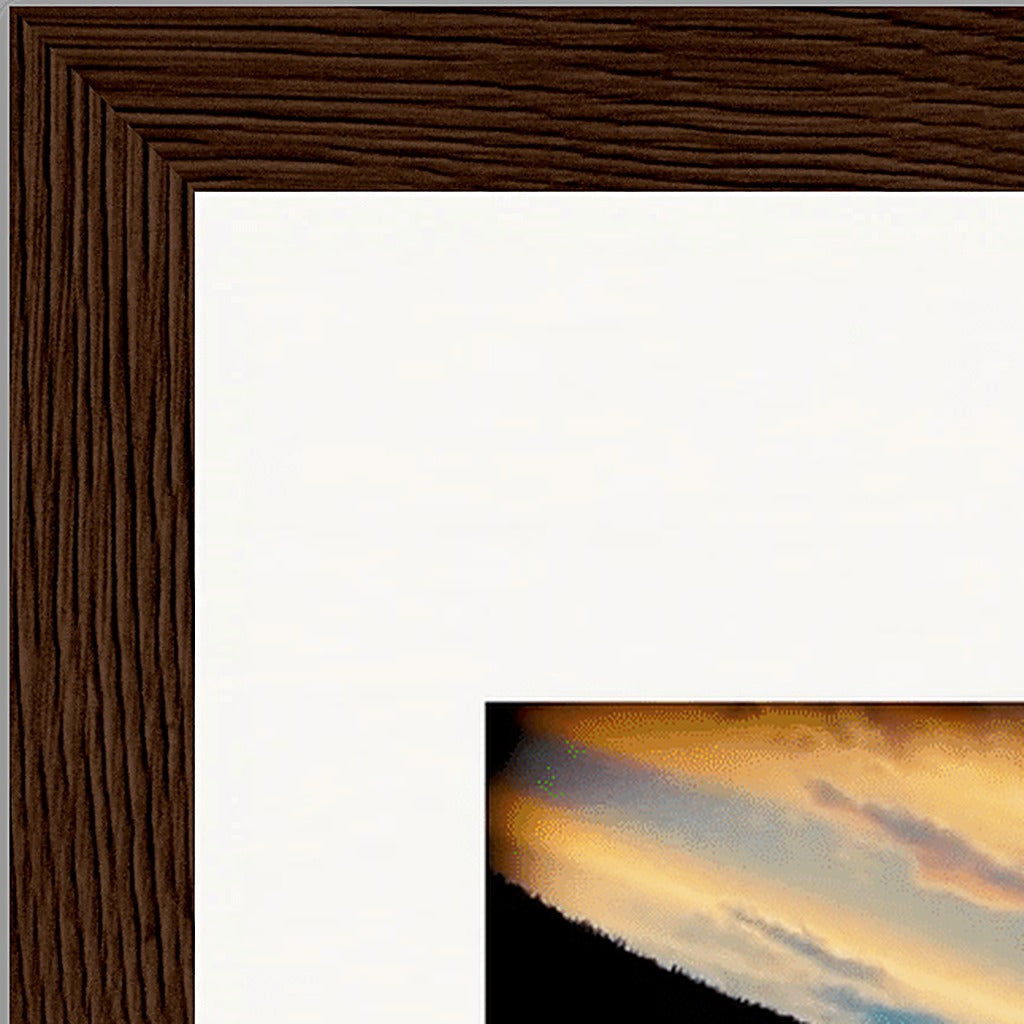 Cosmic Reflections Framed print 21x29.7 cm / 8x12" Dark wood frame corner detail