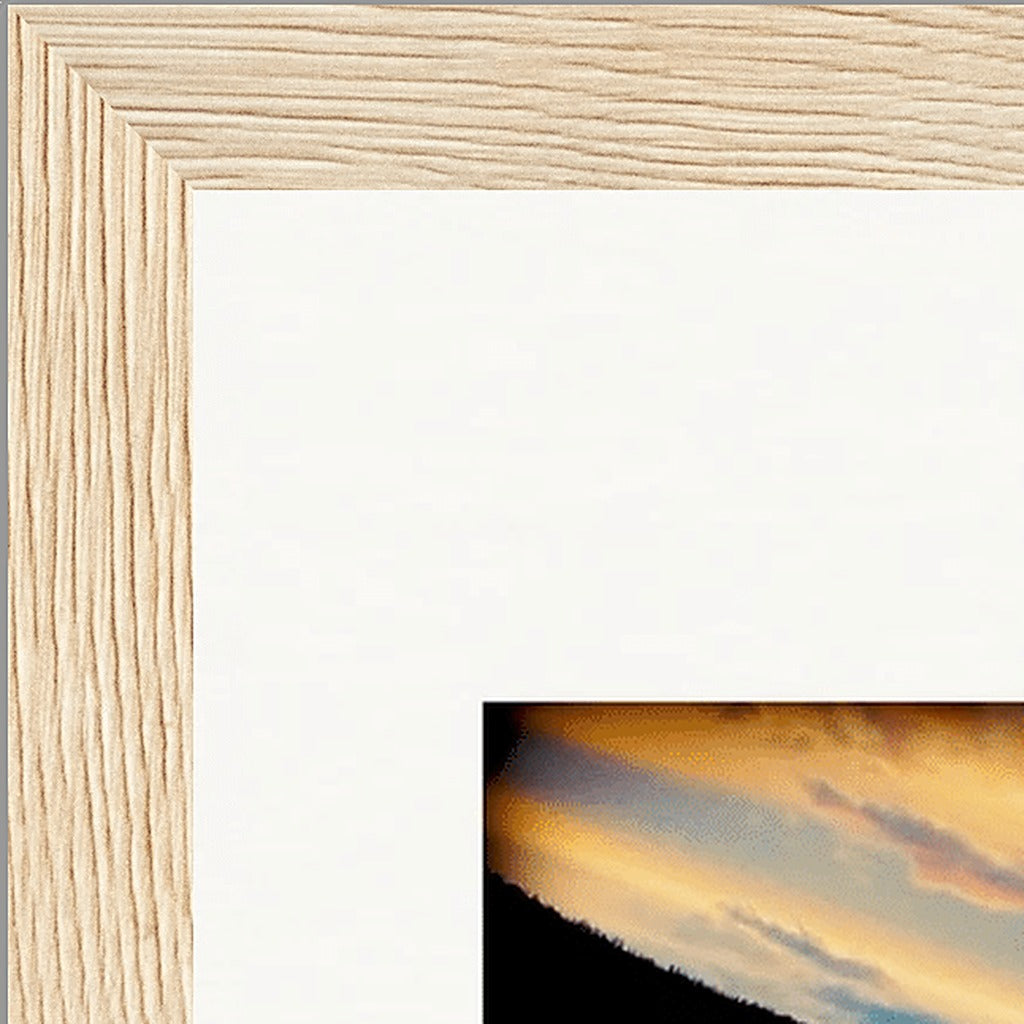 Cosmic Reflections Framed print 21x29.7 cm / 8x12" Wood frame corner detail