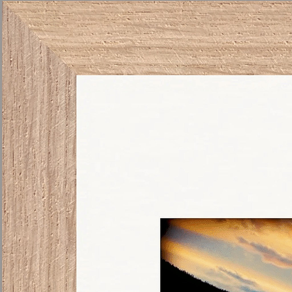 Cosmic Reflections Framed print 21x29.7 cm / 8x12" Wood frame corner detail