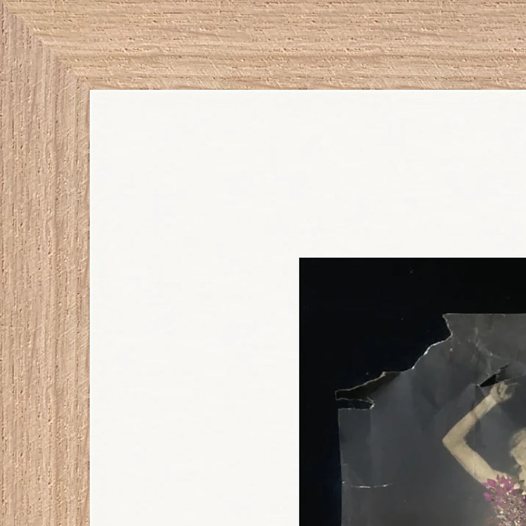 Never too Late Framed print 27x35 cm / 11x14″ Wood frame corner detail