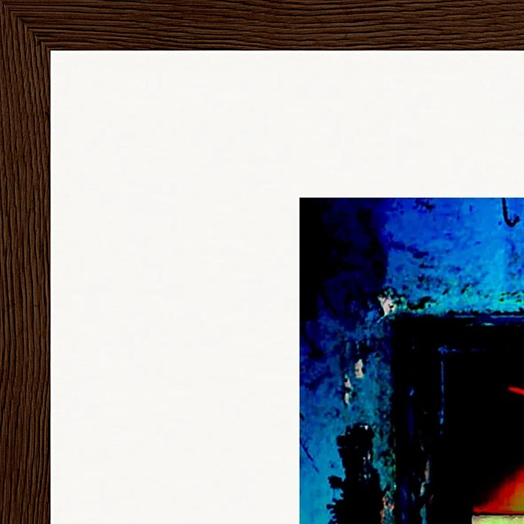 Web of Colours Framed print 28x43  cm / XL (11x17″) Dark wood frame corner detail