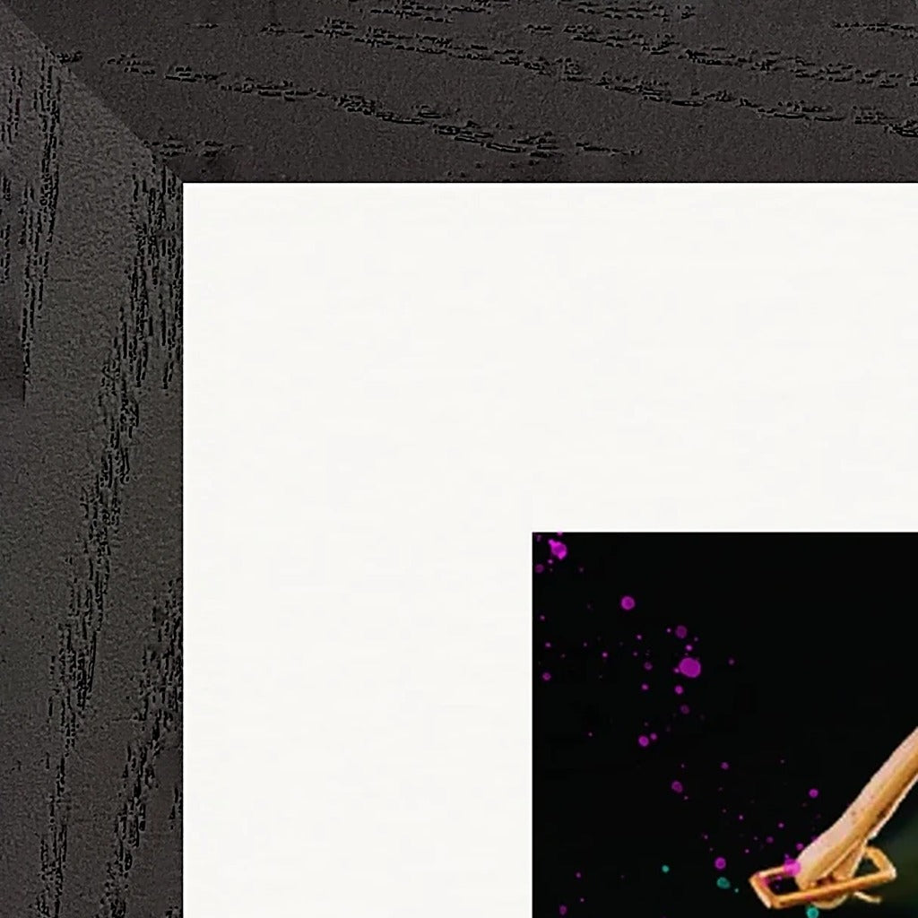 Dancing in Colours Framed print 30x30 cm / 12x12″ Black frame corner detail