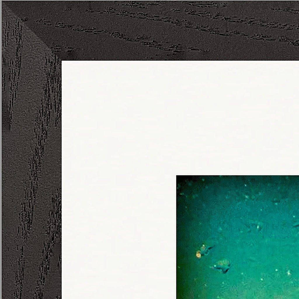 Underwater Flight Framed print 30x30 cm / 12x12″ Black frame corner detail