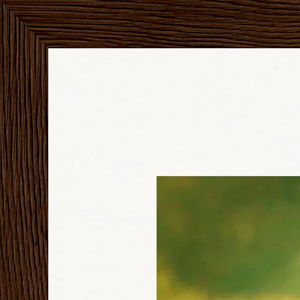 Emerald Storms Framed print 30x30 cm / 12x12″ Dark wood frame corner detail