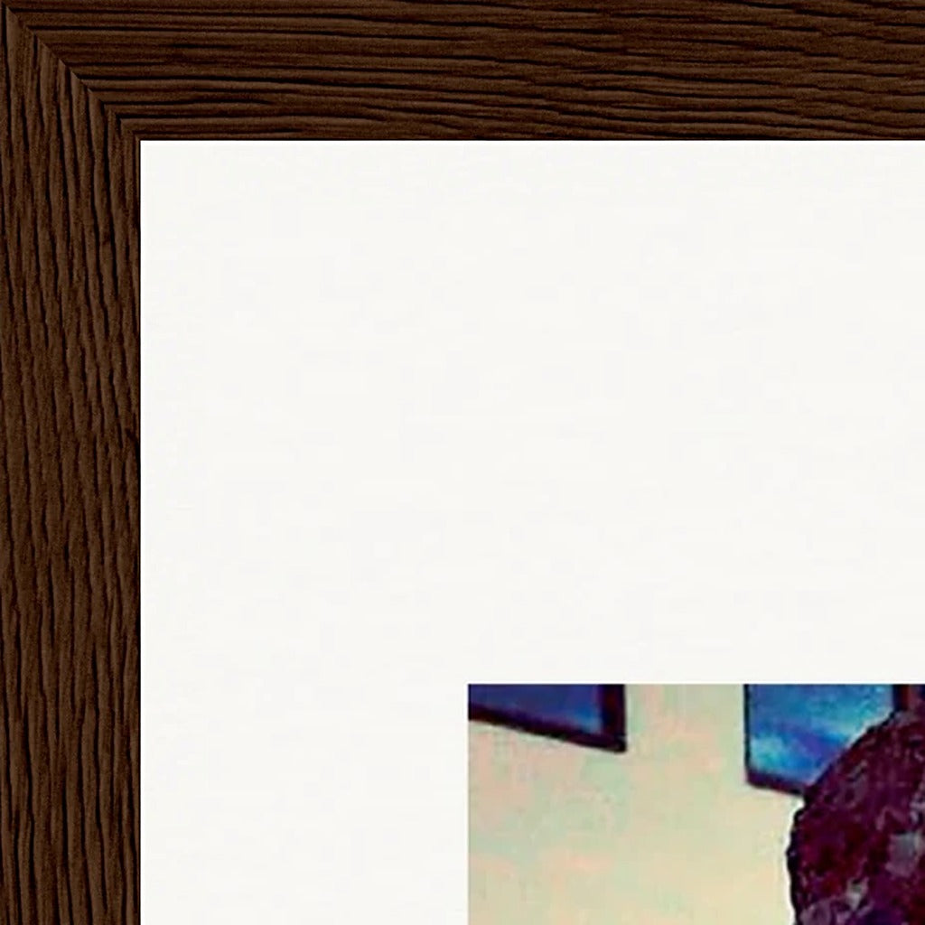 Wash It Framed print 30x30 cm / 12x12″ Dark wood frame corner detail
