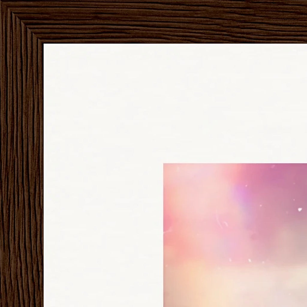 Indigo Sky Framed print 30x30 cm / 12x12″ Dark wood frame corner detail