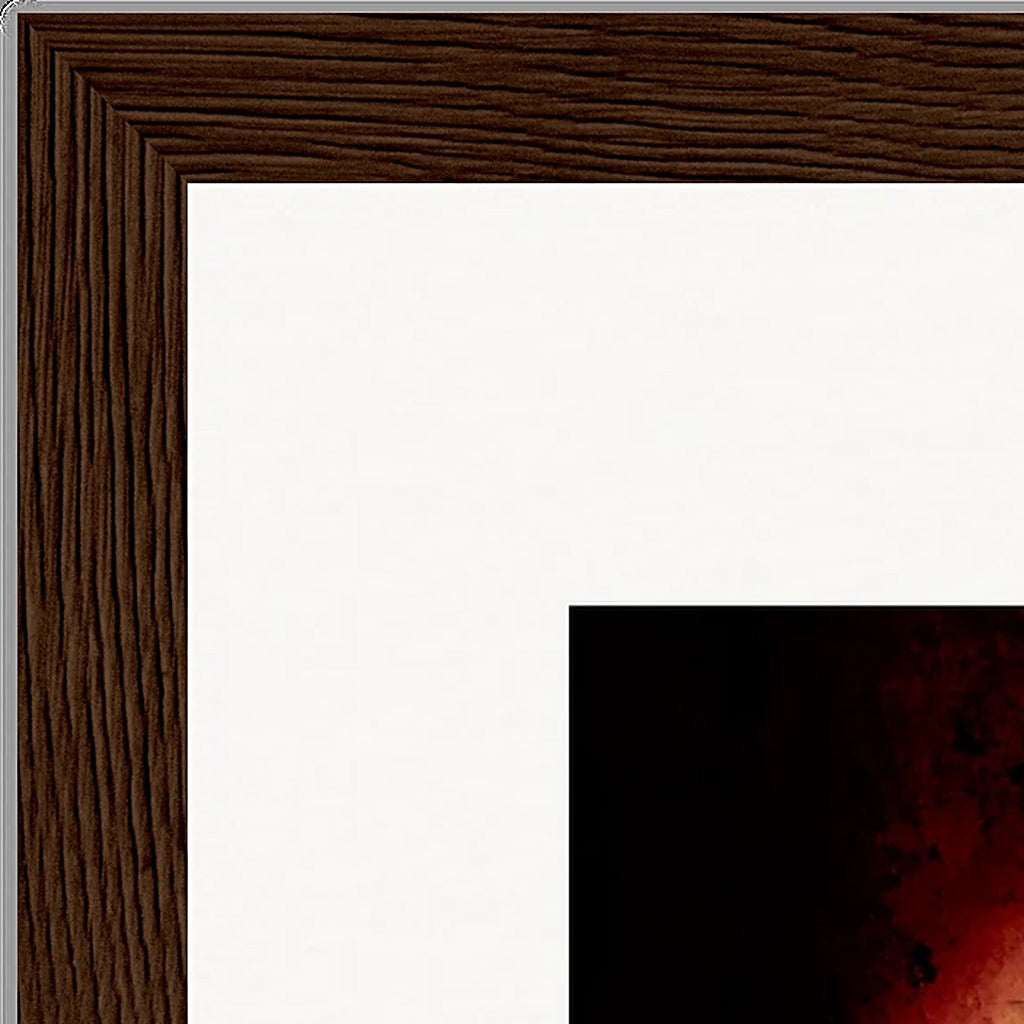 Chromatic Kiss Framed print 30x30 cm / 12x12″ Dark wood frame corner detail