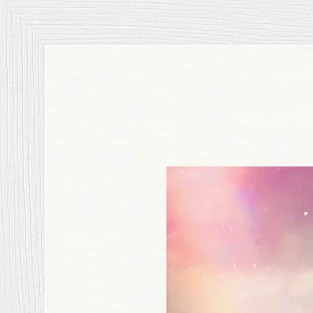 Indigo Sky Framed print 30x30 cm / 12x12″ White frame corner detail