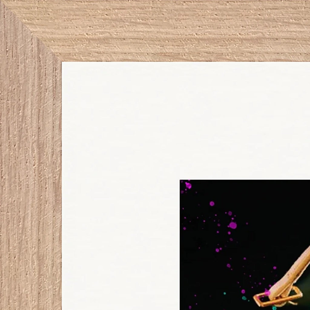 Dancing in Colours Framed print 30x30 cm / 12x12″ Wood frame corner detail