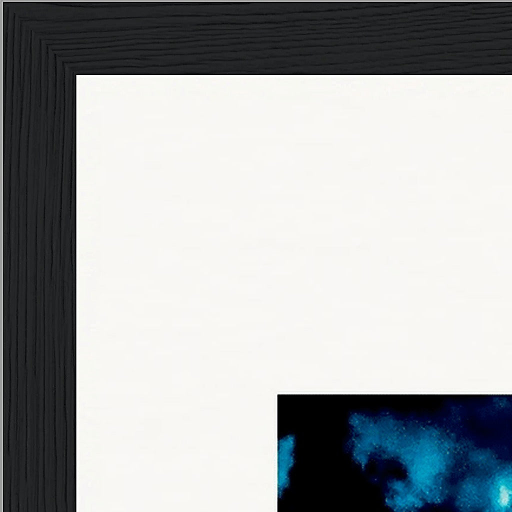 Bubbles and Sky Sticks Framed print 30x40 cm / 12x16″ Black frame corner detail