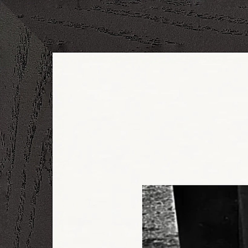 This is Where He Stood Framed print 30x45 cm / 12x18″ Black frame corner detail