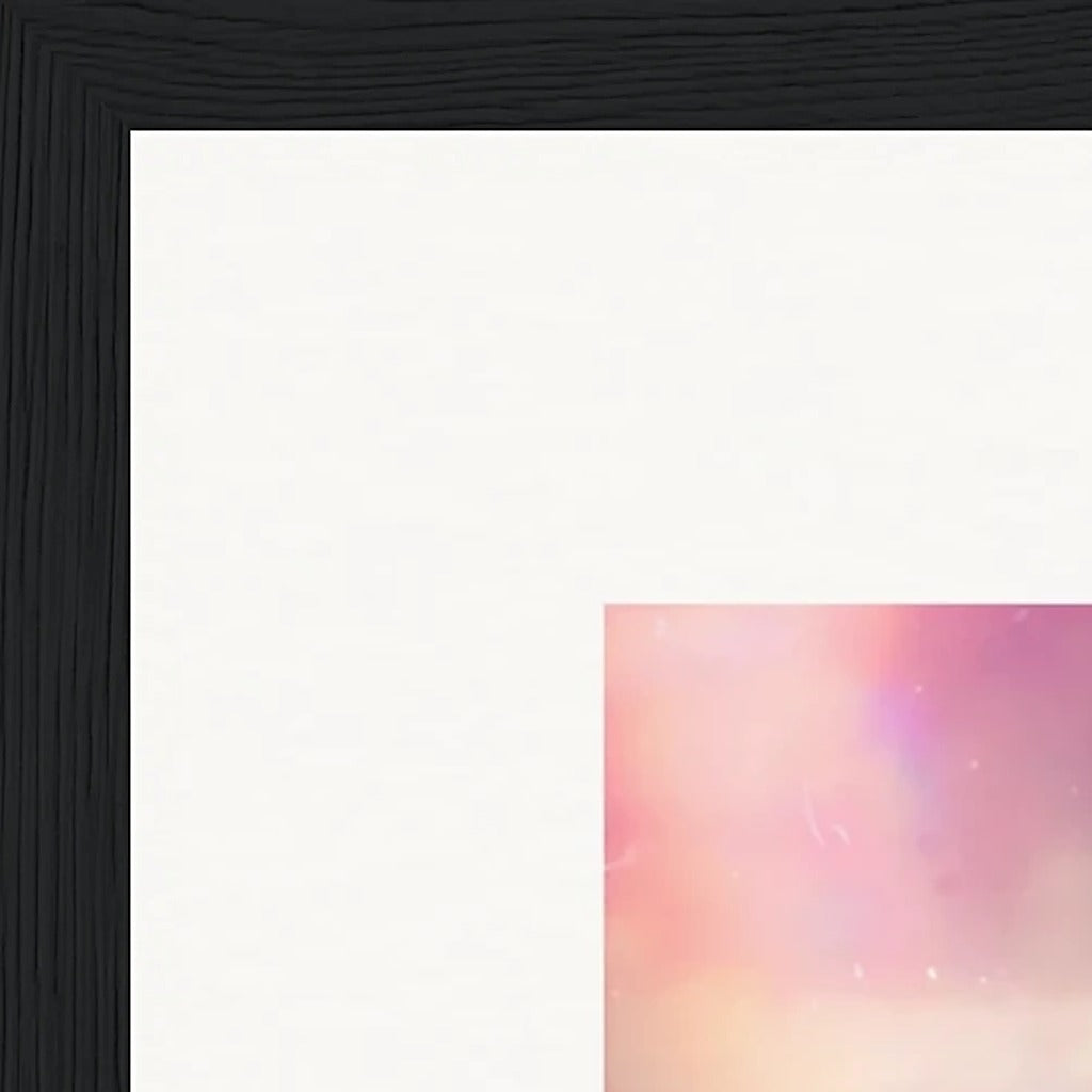 Indigo Sky Framed print 40x40 cm / 16x16″ Black frame corner detail