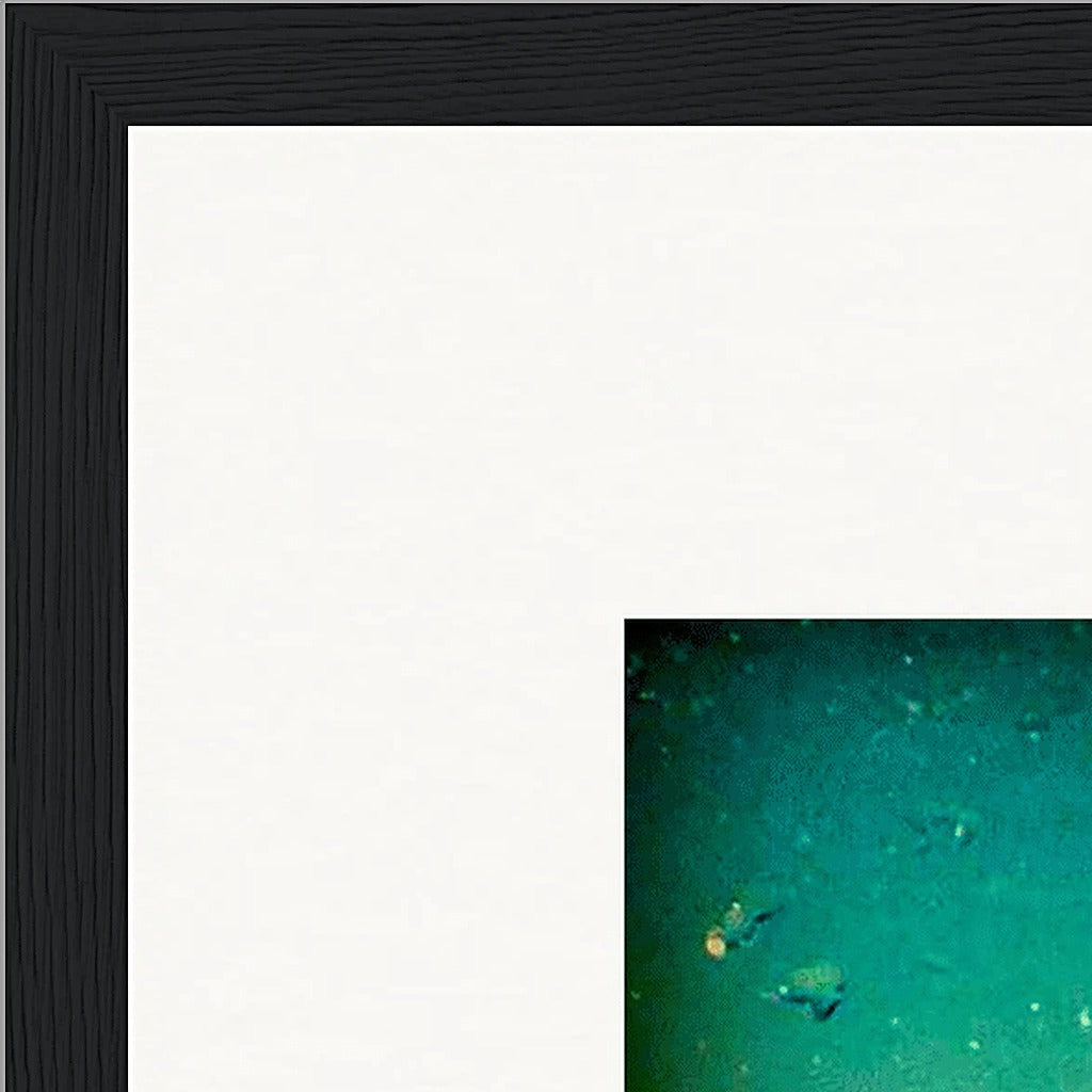 Underwater Flight Framed print 40x40 cm / 16x16″ Black frame corner detail