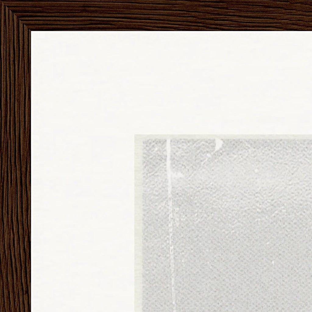 The Space We Share Framed print 40x40 cm / 16x16″ Dark wood frame corner detail
