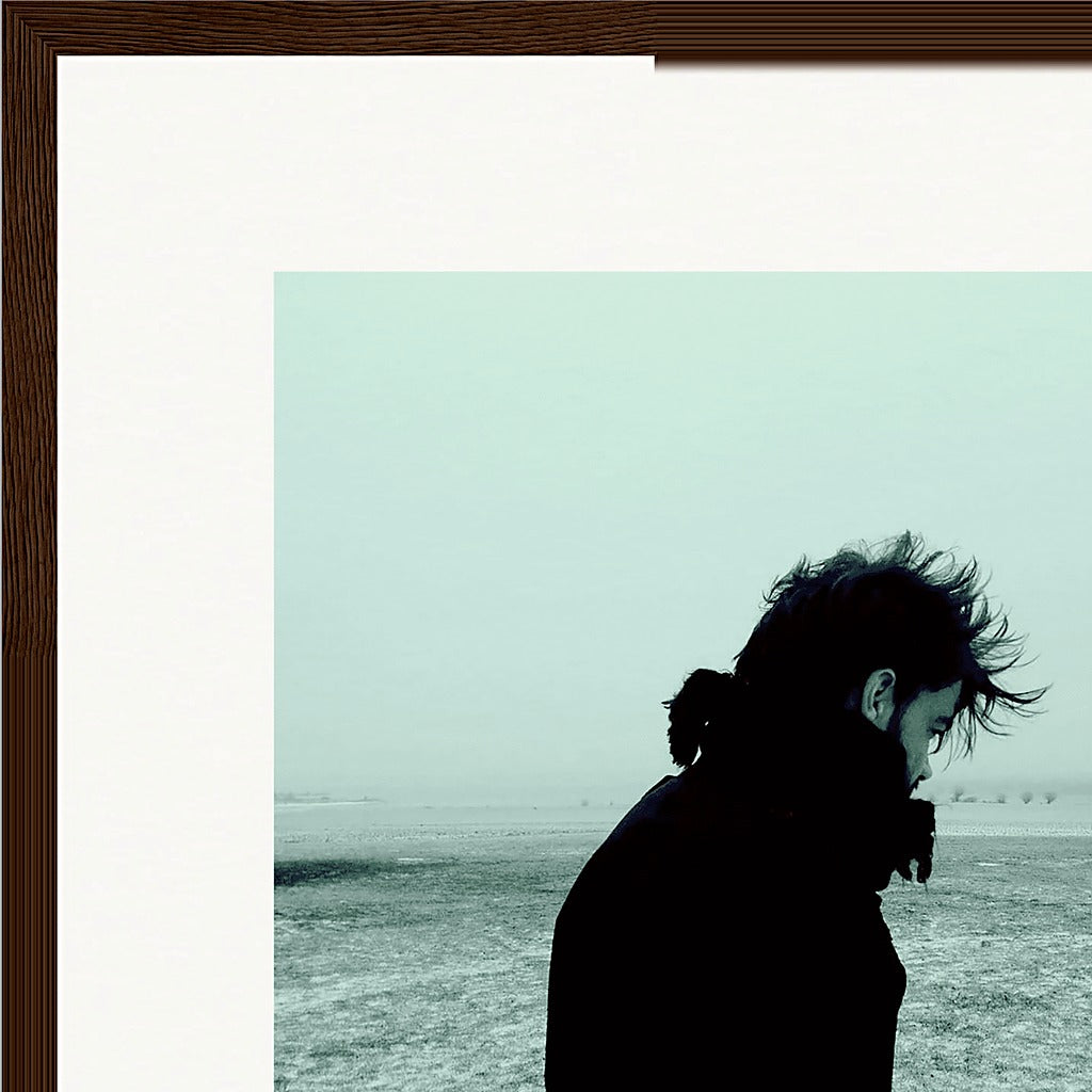 Misty Mind Framed print 40x40 cm / 16x16″ Dark wood frame corner detail
