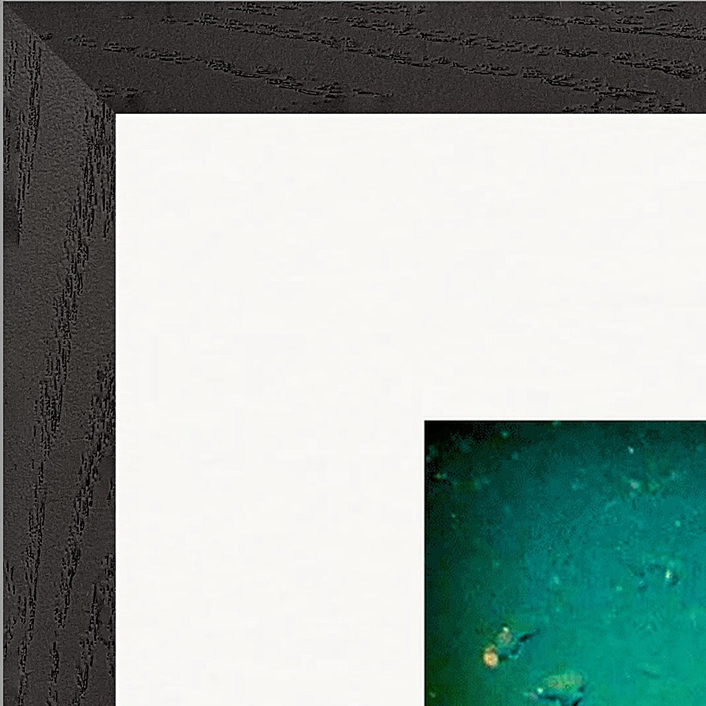 Underwater Flight Framed print 50x50 cm / 20x20″ Black frame corner detail