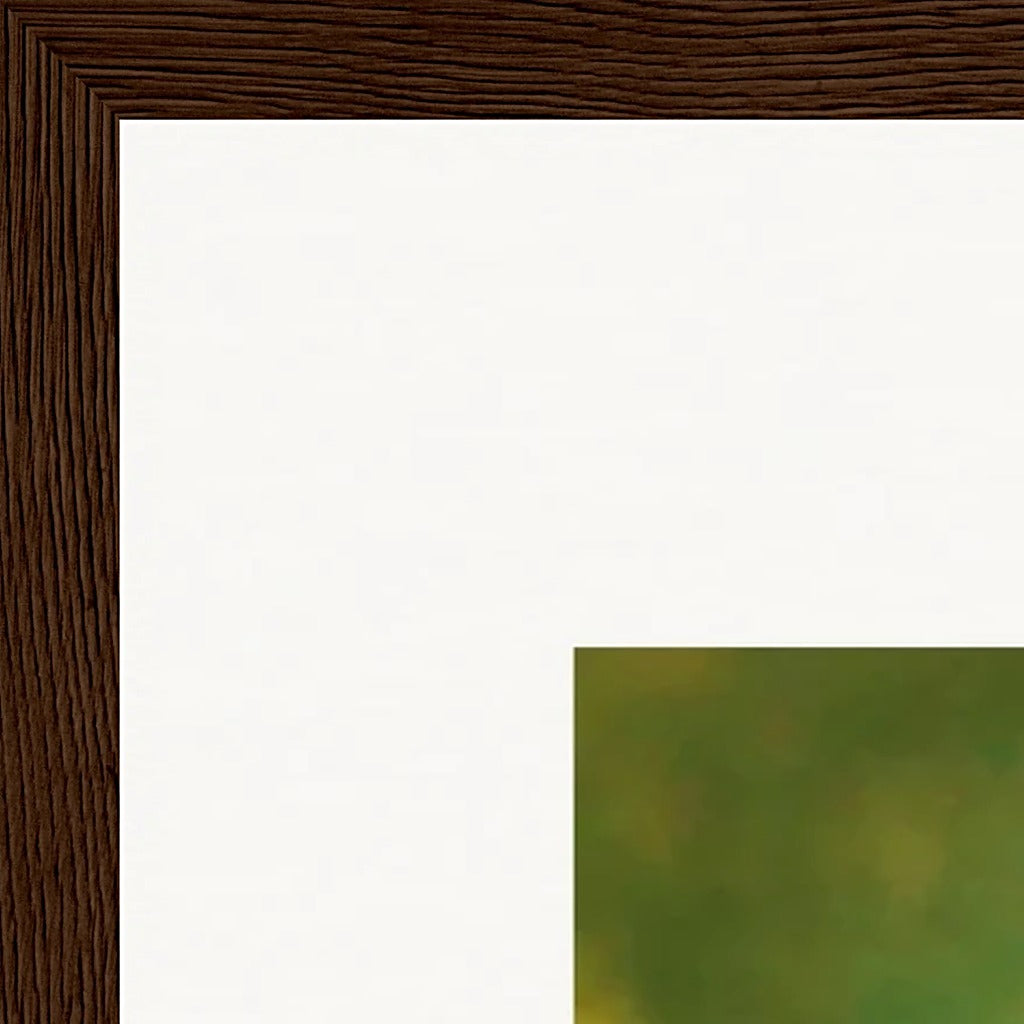 Emerald Storms Framed print 50x50 cm / 20x20″ Dark wood frame corner detail