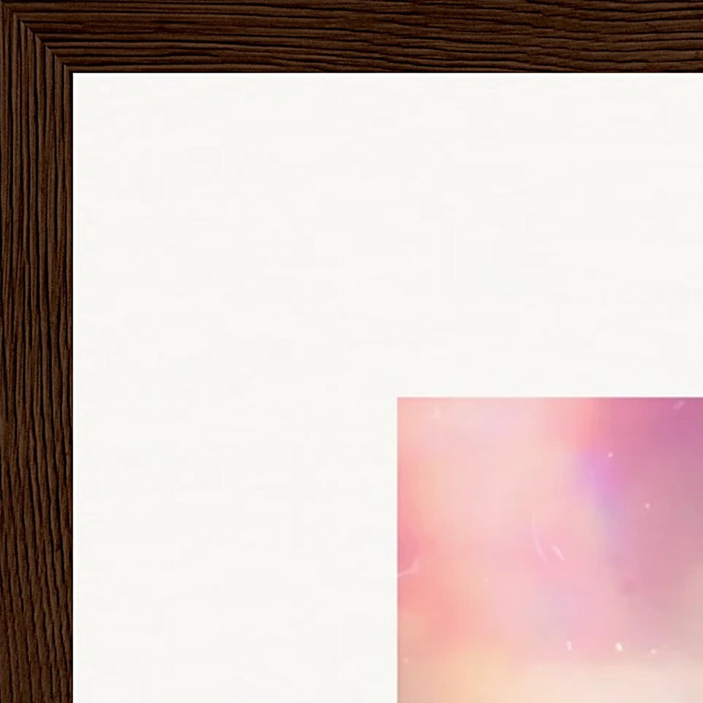 Indigo Sky Framed print 50x50 cm / 20x20″ Dark wood frame corner detail