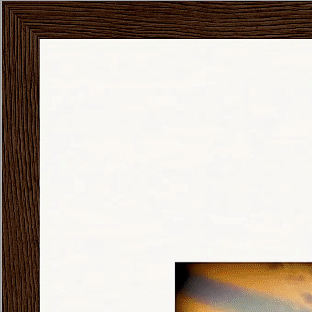 Cosmic Reflections Framed print 50x70 cm / 20x28″ Dark wood frame corner detail