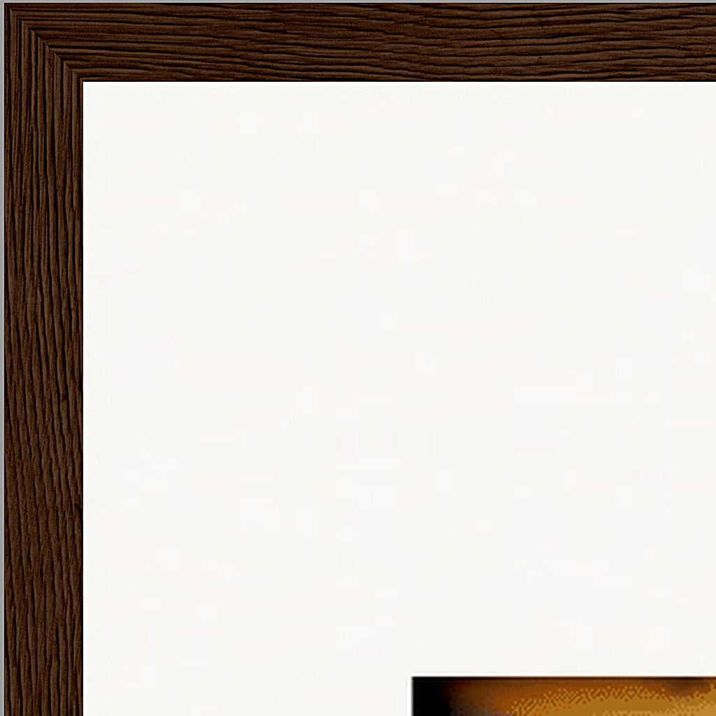 Cosmic Reflections Framed print 70x100 cm / 28x40″ Dark wood frame corner detail