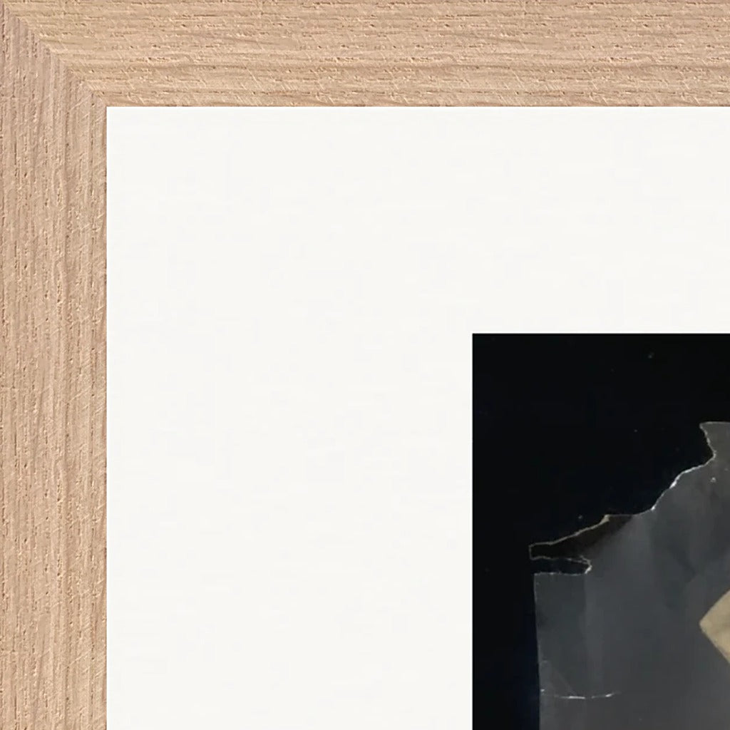 Never too Late Framed print 70x100 cm / 28x40″ Wood frame corner detail