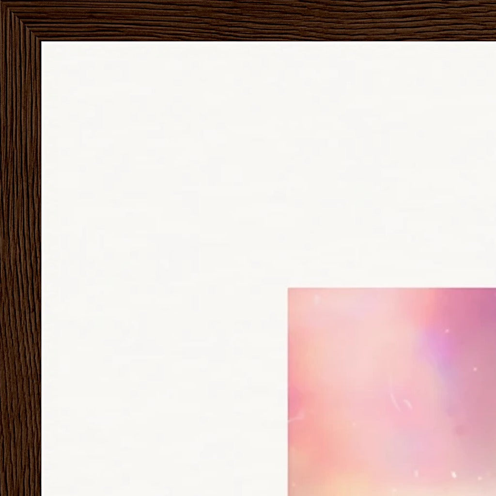 Indigo Sky Framed print 70x70 cm / 28x28″ Dark wood frame corner detail