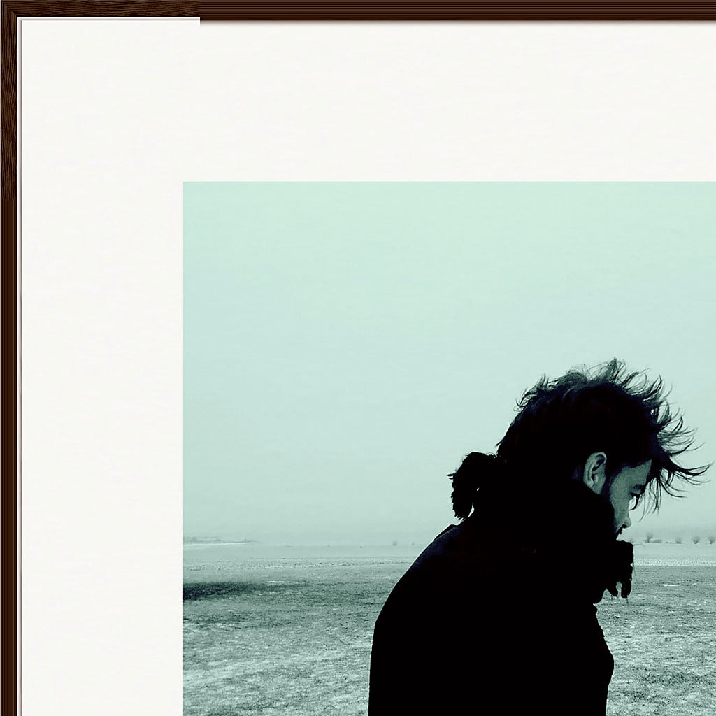 Misty Mind Framed print 70x70 cm / 28x28″ Dark wood frame corner detail