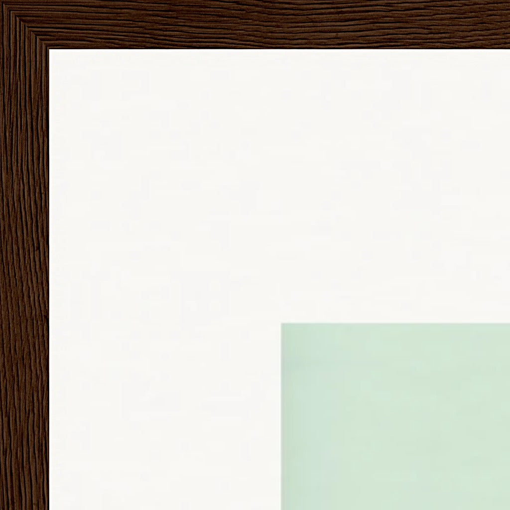 Lacey Leg Framed print 70x70 cm / 28x28″ Dark wood frame corner detail