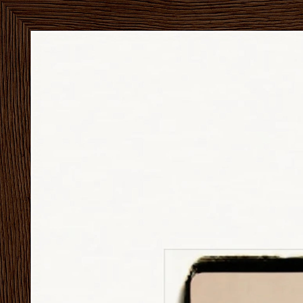 Hat On Framed print 70x70 cm / 28x28″ Dark wood frame corner detail