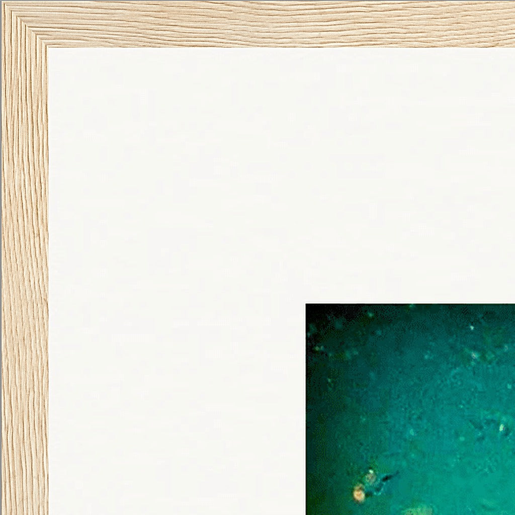 Underwater Flight Framed print 70x70 cm / 28x28″ Wood frame corner detail