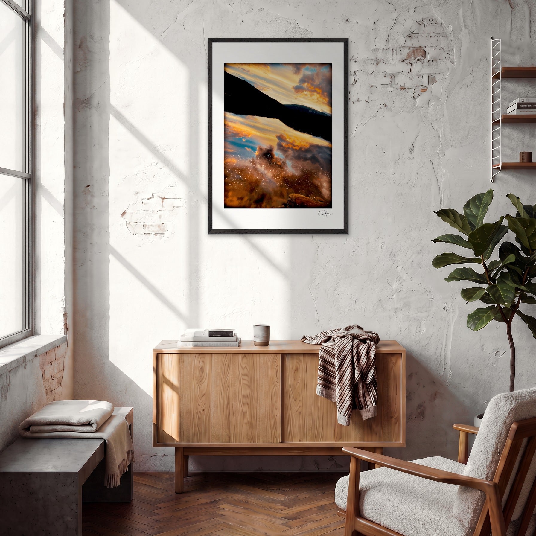 Cosmic Reflections Framed print A1 (59.4 x 84.1  cm) Black frame in interior