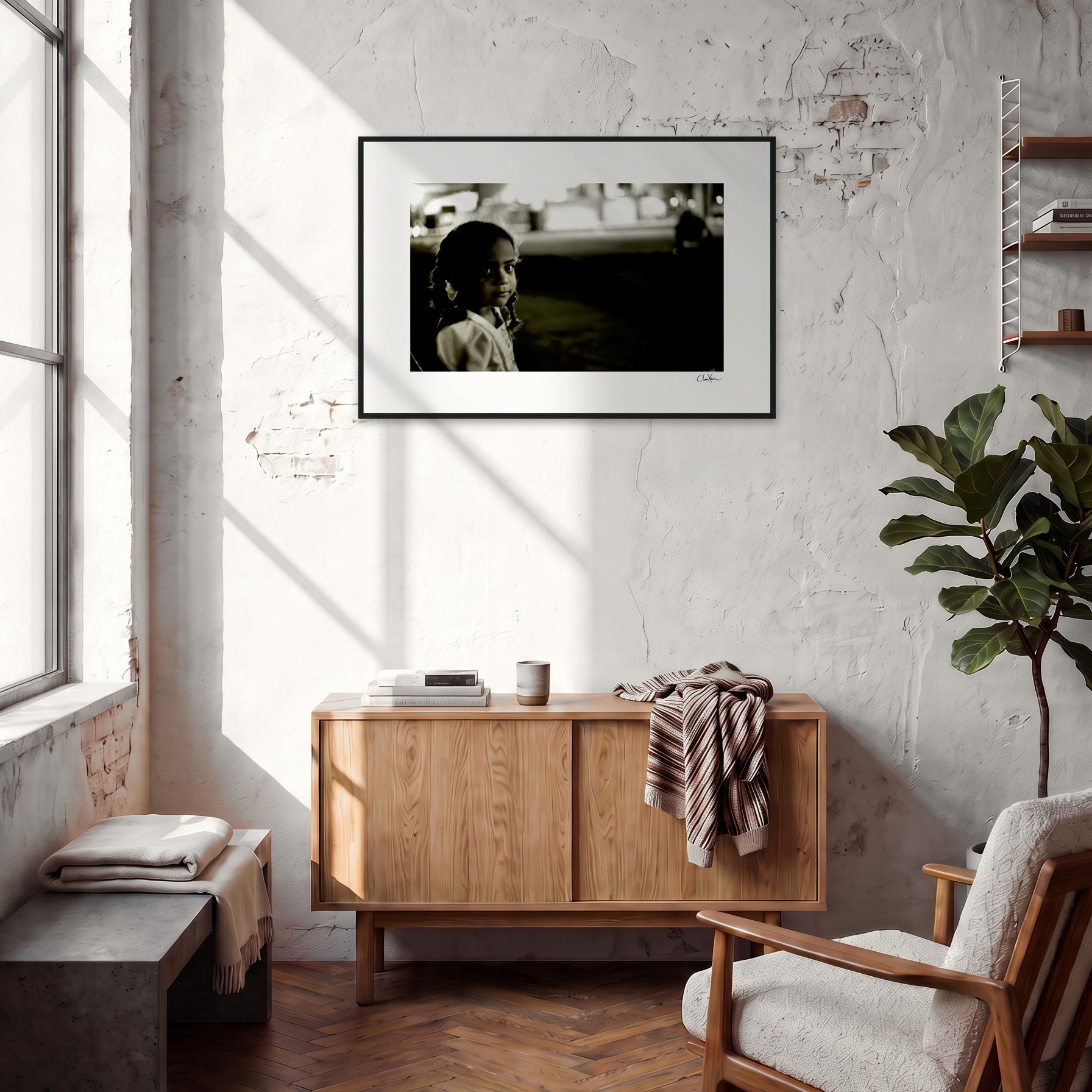 Cuba Girl Framed print 60x90 cm / 24x36″ Black frame in interior