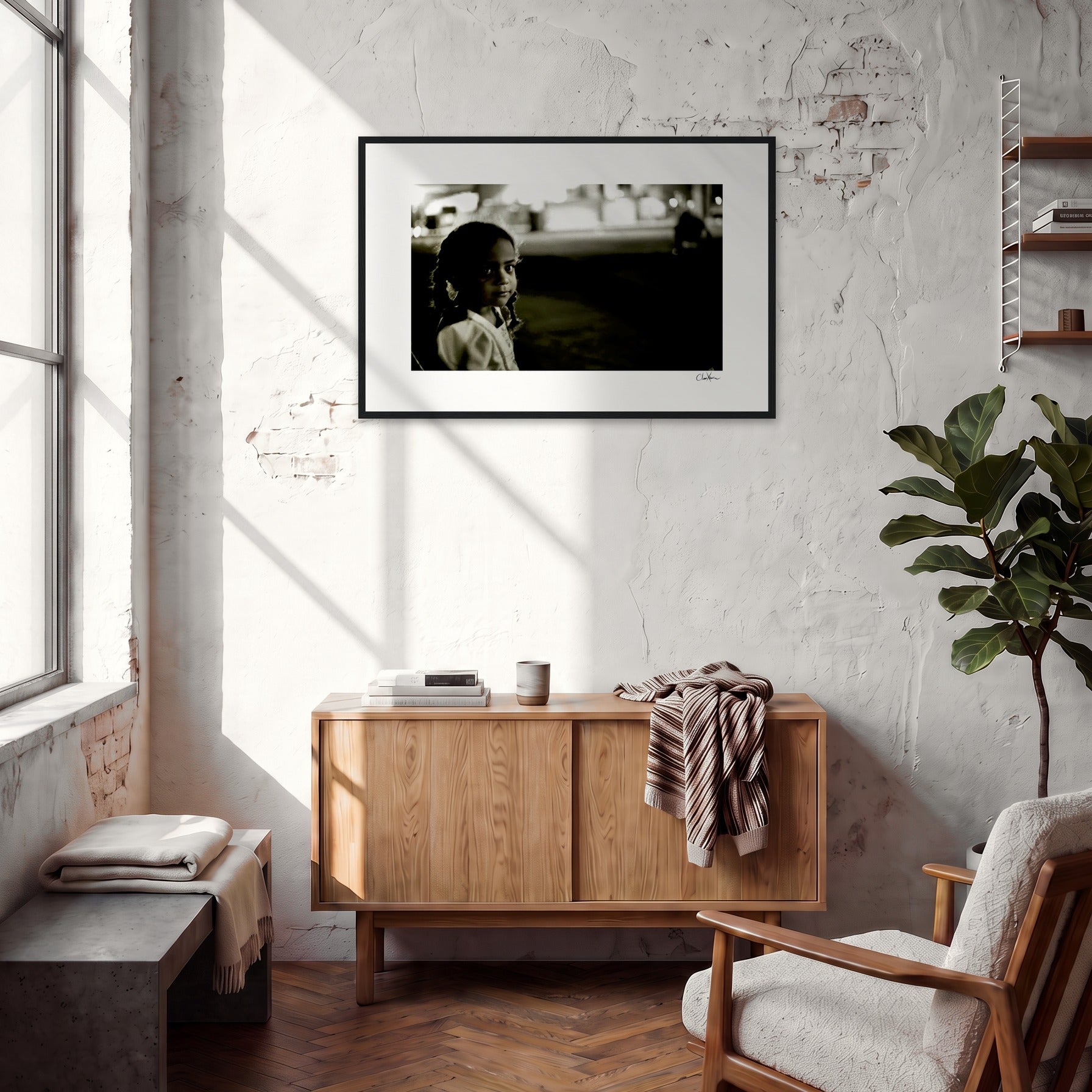 Cuba Girl Framed print 60x90 cm / 24x36″ White frame in interior