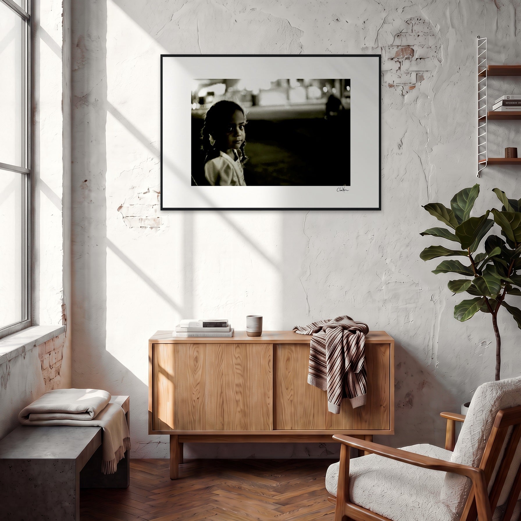 Cuba Girl Framed print 70x100 cm / 28x40″ Black frame in interior