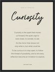 Curiosity Word of Intention Framed print 30x40 cm / 12x16″ Black frame Linen paper
