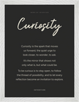 Curiosity Word of Intention Framed print 30x40 cm / 12x16″ White frame Carbon paper