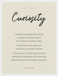 Curiosity Word of Intention Framed print 30x40 cm / 12x16″ White frame Linen paper