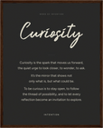 Curiosity Word of Intention Framed print 40x50 cm / 16x20″ Dark wood frame Carbon paper