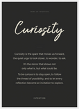 Curiosity Word of Intention Framed print 50x70 cm / 20x28″ White frame Carbon paper
