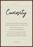 Curiosity Word of Intention Framed print A1 (59.4 x 84.1  cm) Dark wood frame Linen paper